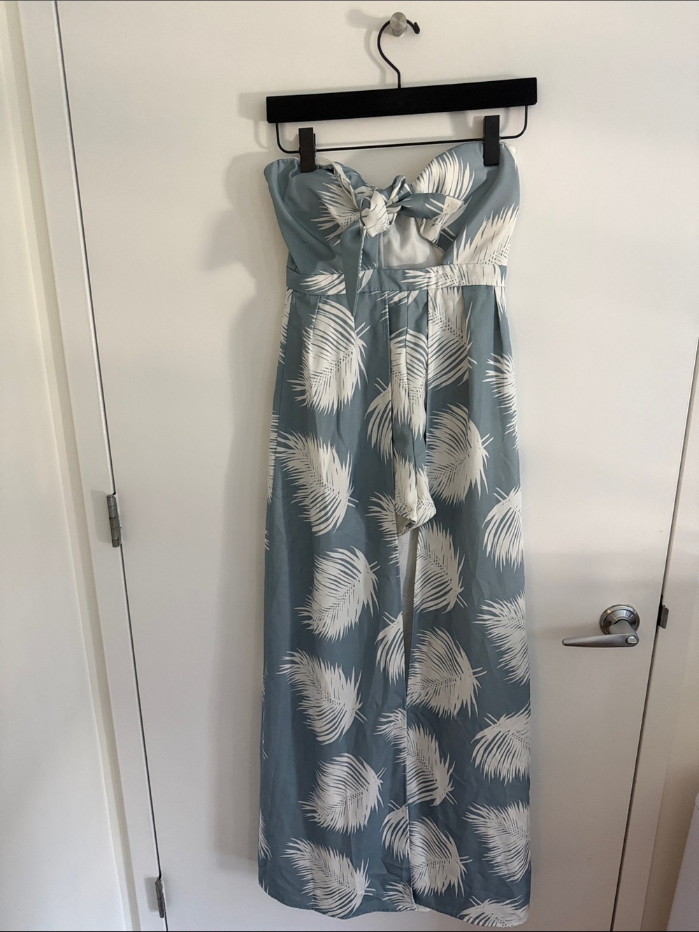 Blithe Strapless Blue Palm-Print romper Maxi Dress Size S